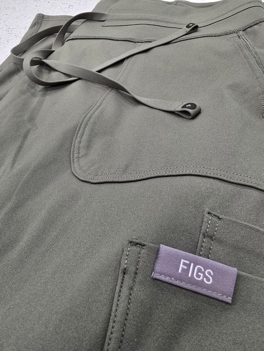 FIGS Pants Womens Large Green High Waisted Flare Scrub Pants Pockets Workwear